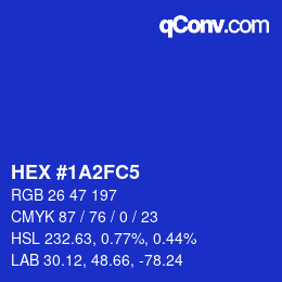 Color code: HEX #1A2FC5 | qconv.com