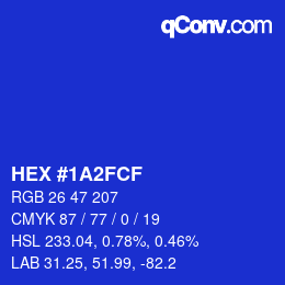 Color code: HEX #1A2FCF | qconv.com
