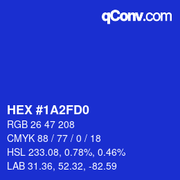 カラーコード: HEX #1A2FD0 | qconv.com
