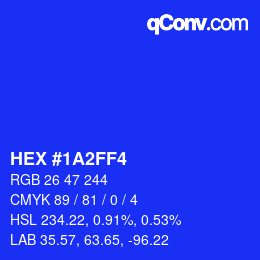 Color code: HEX #1A2FF4 | qconv.com