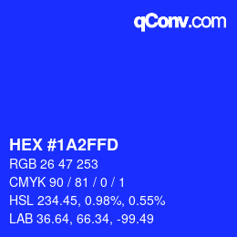 カラーコード: HEX #1A2FFD | qconv.com
