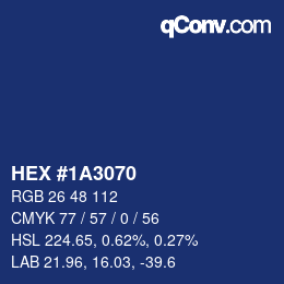颜色代码: HEX #1A3070 | qconv.com