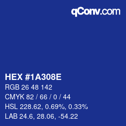 Color code: HEX #1A308E | qconv.com