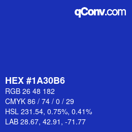 カラーコード: HEX #1A30B6 | qconv.com