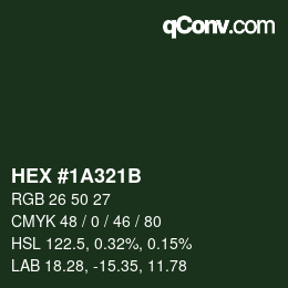 Color code: HEX #1A321B | qconv.com