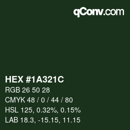 Color code: HEX #1A321C | qconv.com