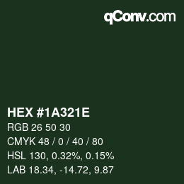 Color code: HEX #1A321E | qconv.com