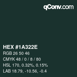 Color code: HEX #1A322E | qconv.com