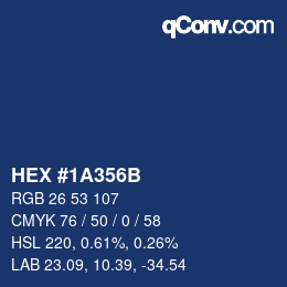 Farbcode: HEX #1A356B | qconv.com