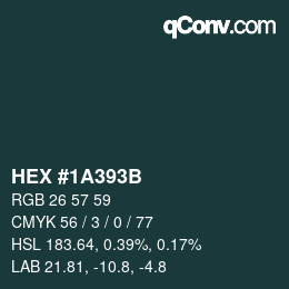 Color code: HEX #1A393B | qconv.com