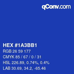 カラーコード: HEX #1A3BB1 | qconv.com
