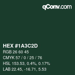 Color code: HEX #1A3C2D | qconv.com