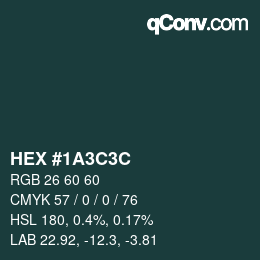 Color code: HEX #1A3C3C | qconv.com