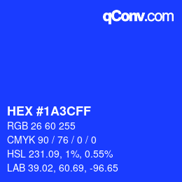 Color code: HEX #1A3CFF | qconv.com