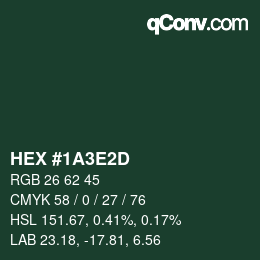 Color code: HEX #1A3E2D | qconv.com