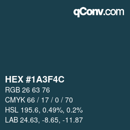 Color code: HEX #1A3F4C | qconv.com