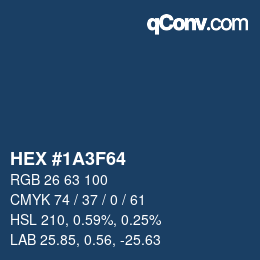 カラーコード: HEX #1A3F64 | qconv.com
