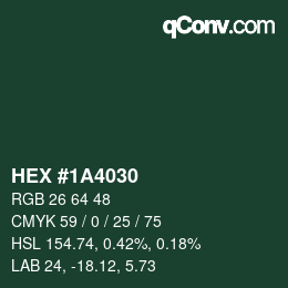 Farbcode: HEX #1A4030 | qconv.com