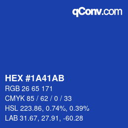 Color code: HEX #1A41AB | qconv.com
