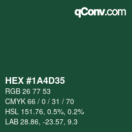 Código de color: HEX #1A4D35 | qconv.com