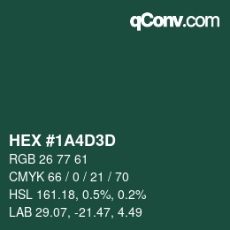 Color code: HEX #1A4D3D | qconv.com