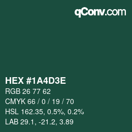 Color code: HEX #1A4D3E | qconv.com