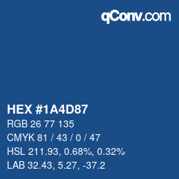 カラーコード: HEX #1A4D87 | qconv.com