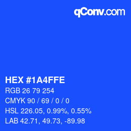 Color code: HEX #1A4FFE | qconv.com