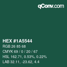Color code: HEX #1A5544 | qconv.com