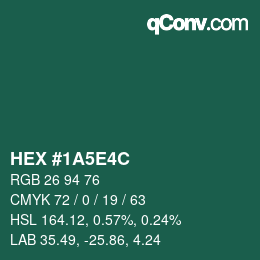 Color code: HEX #1A5E4C | qconv.com