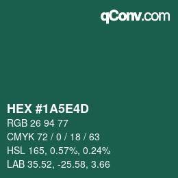 Color code: HEX #1A5E4D | qconv.com
