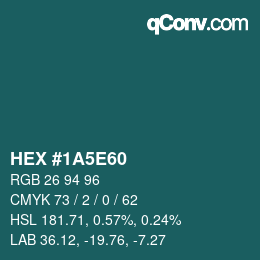 Color code: HEX #1A5E60 | qconv.com