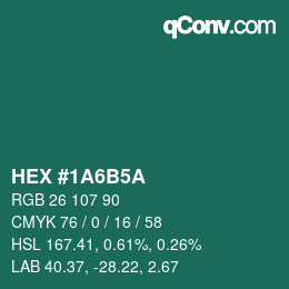 Color code: HEX #1A6B5A | qconv.com