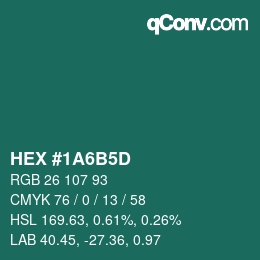 Color code: HEX #1A6B5D | qconv.com
