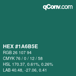 Color code: HEX #1A6B5E | qconv.com