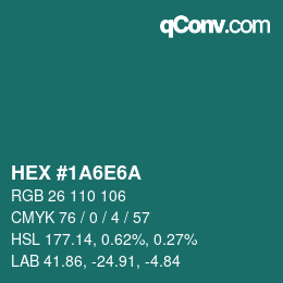 Color code: HEX #1A6E6A | qconv.com