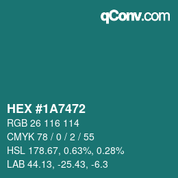 颜色代码: HEX #1A7472 | qconv.com
