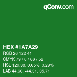 カラーコード: HEX #1A7A29 | qconv.com