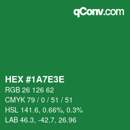 カラーコード: HEX #1A7E3E | qconv.com