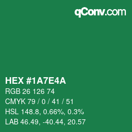 Color code: HEX #1A7E4A | qconv.com