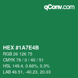 Color code: HEX #1A7E4B | qconv.com