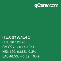 Color code: HEX #1A7E4C | qconv.com