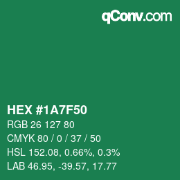 颜色代码: HEX #1A7F50 | qconv.com