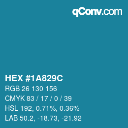 Color code: HEX #1A829C | qconv.com