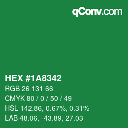 Code couleur: HEX #1A8342 | qconv.com