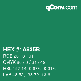 Color code: HEX #1A835B | qconv.com