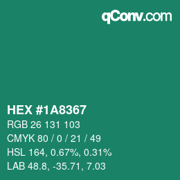 カラーコード: HEX #1A8367 | qconv.com