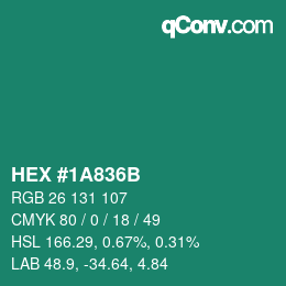 Color code: HEX #1A836B | qconv.com
