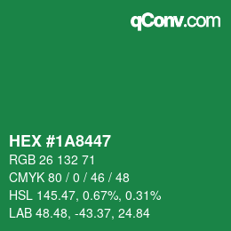 颜色代码: HEX #1A8447 | qconv.com