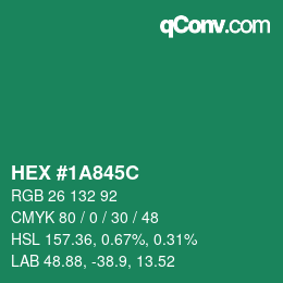 Color code: HEX #1A845C | qconv.com